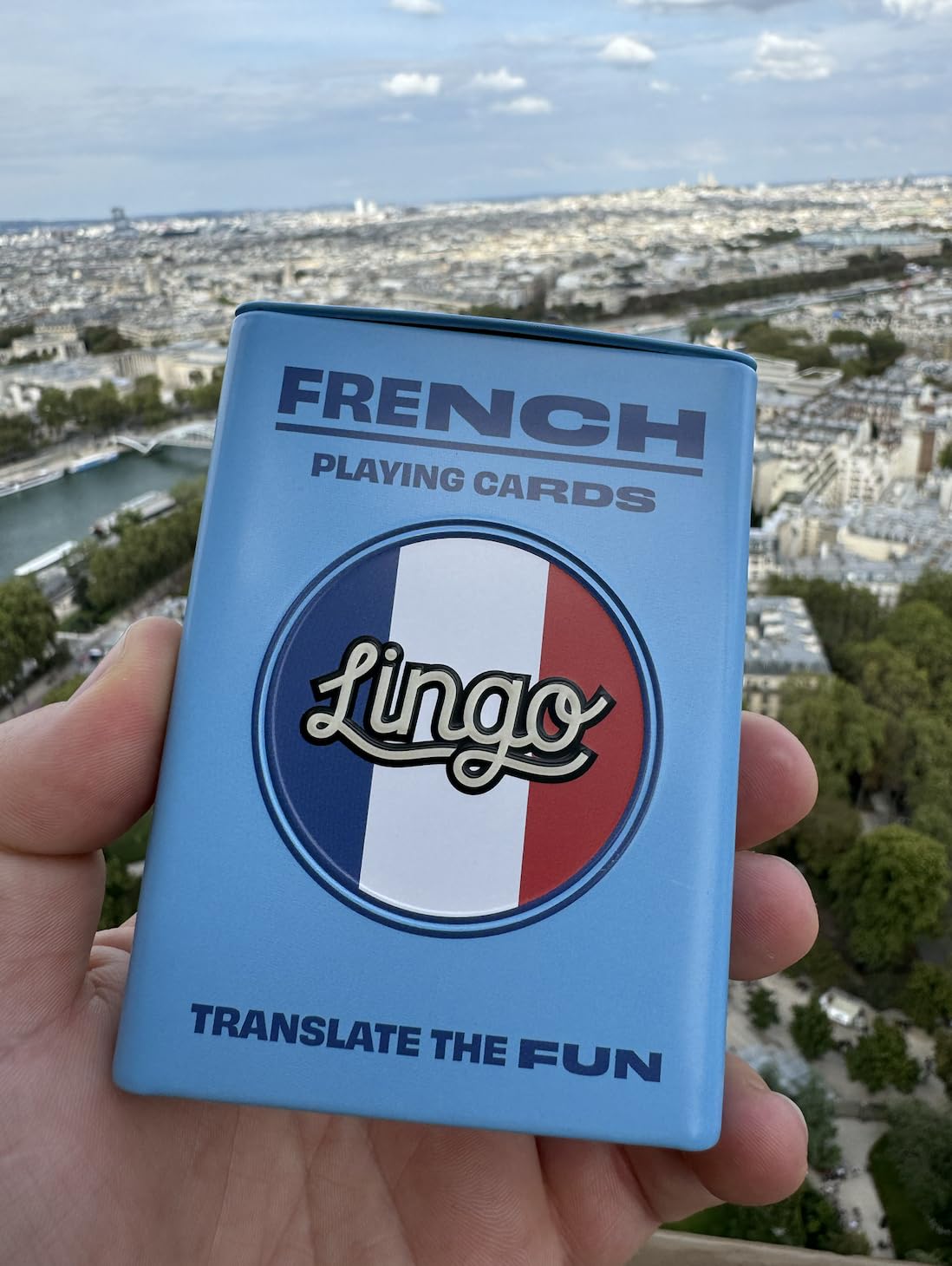 Lingo French Playing Cards in Wayfarer Tin Box | Travel Flashcards | Learn French Vocabulary in A Fun & Easy Way | 52 Essential Translations