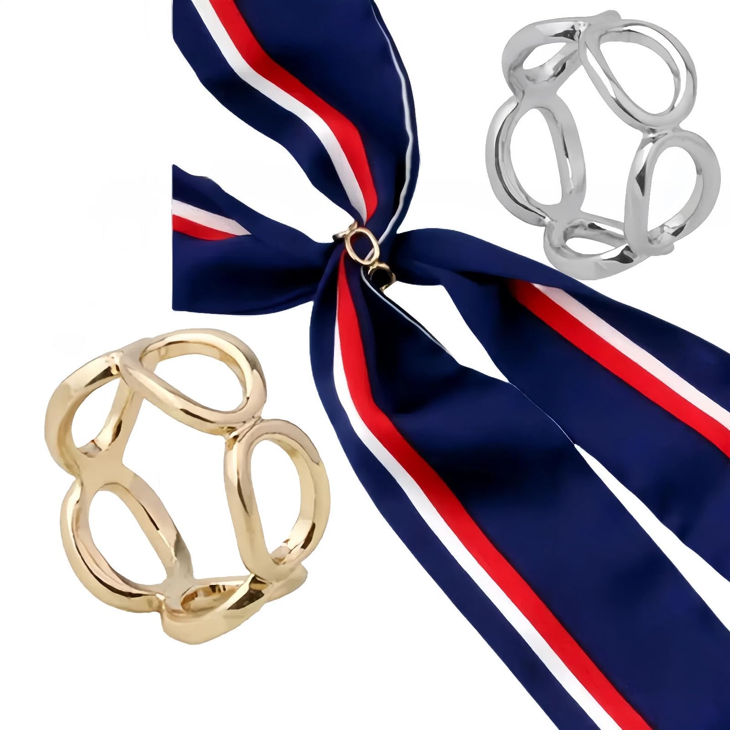 SYWDUDUCLT 2 Pcs Scarf Rings For Women,Scarf Shawl Buckle Ring, Gold/Silver