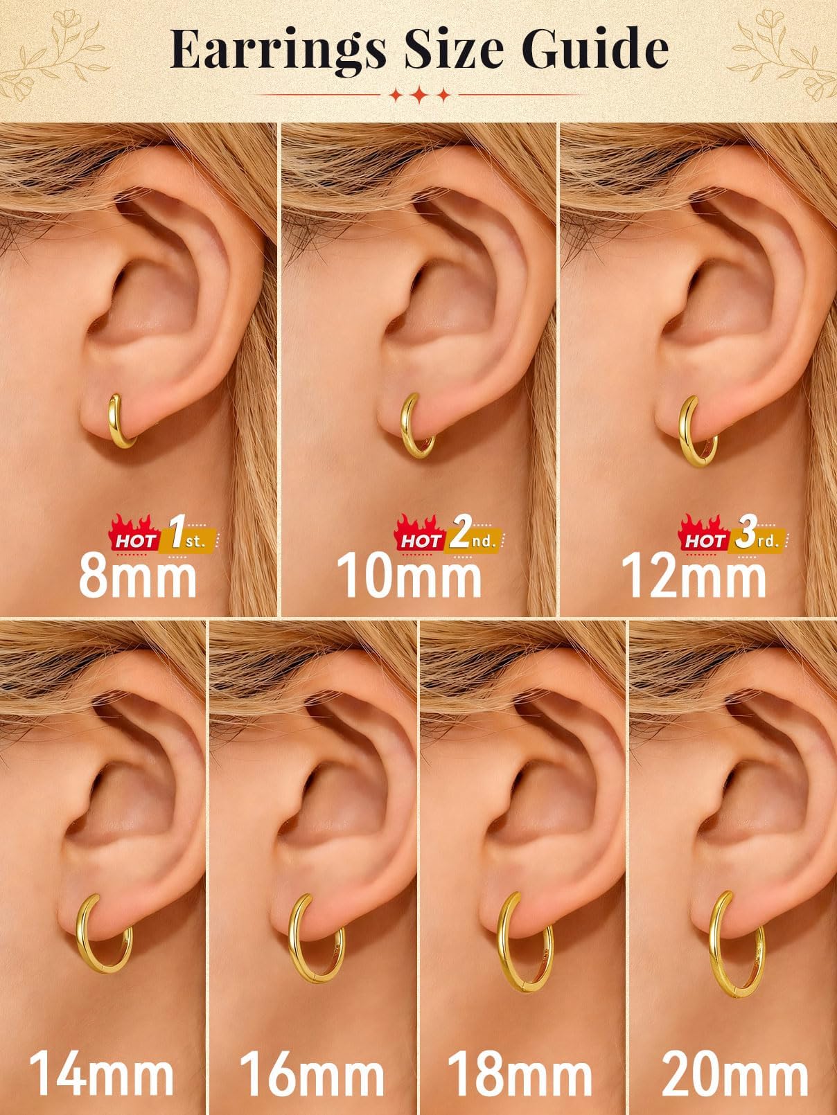 FaithHeart Hoop Earrings for Women, 14K Gold Hypoallergenic Huggie Hoop Earrings, Small Cartilage Earrings for Women 16mm, Send Gift Box