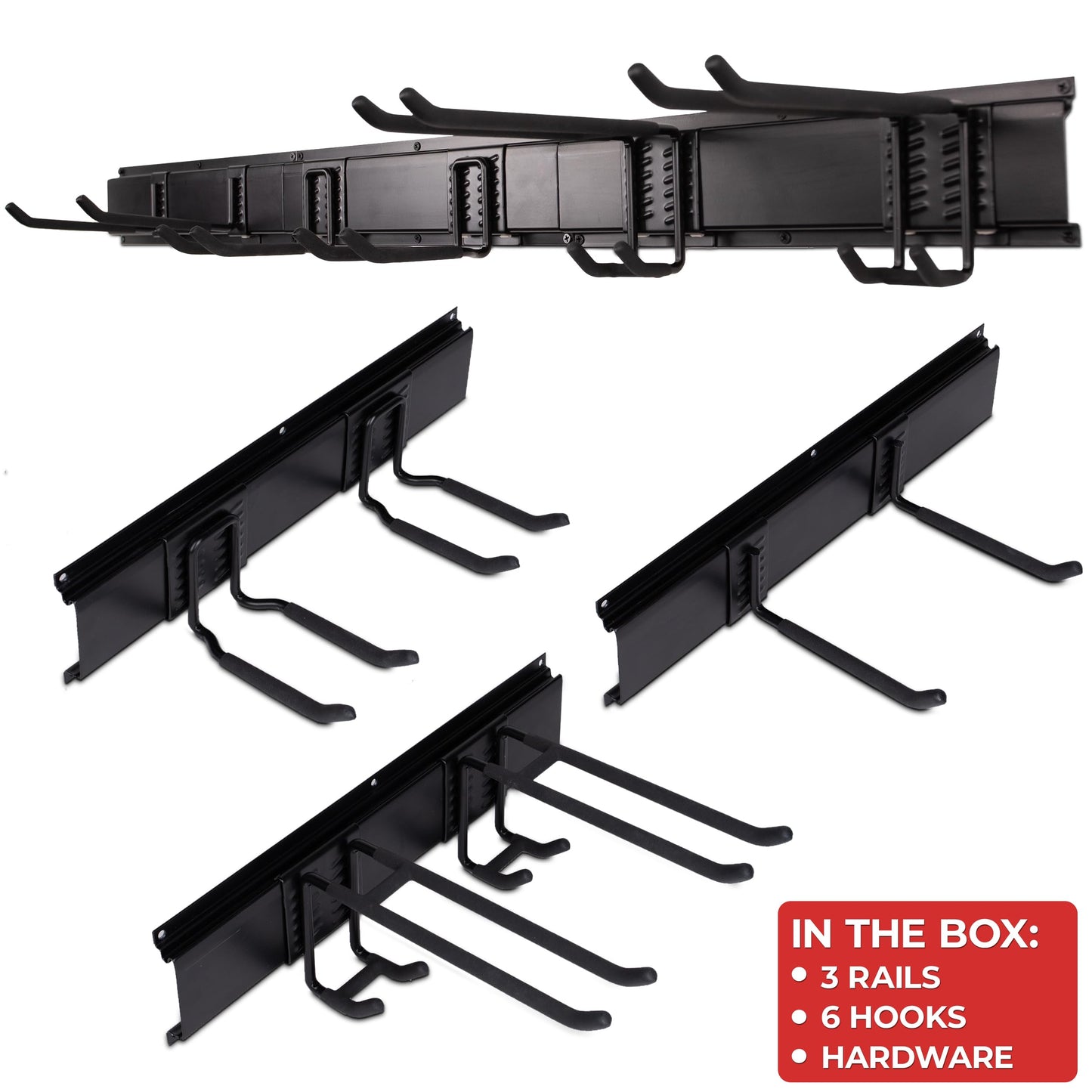 NINE FORTY Garage Tool Organizer Wall Mount - 49.5 Inches, 16" Stud Spacing, 440 LBS. Sturdy Rubber Coated Garden Tool Organizer and Storage Rack with Adjustable Hooks