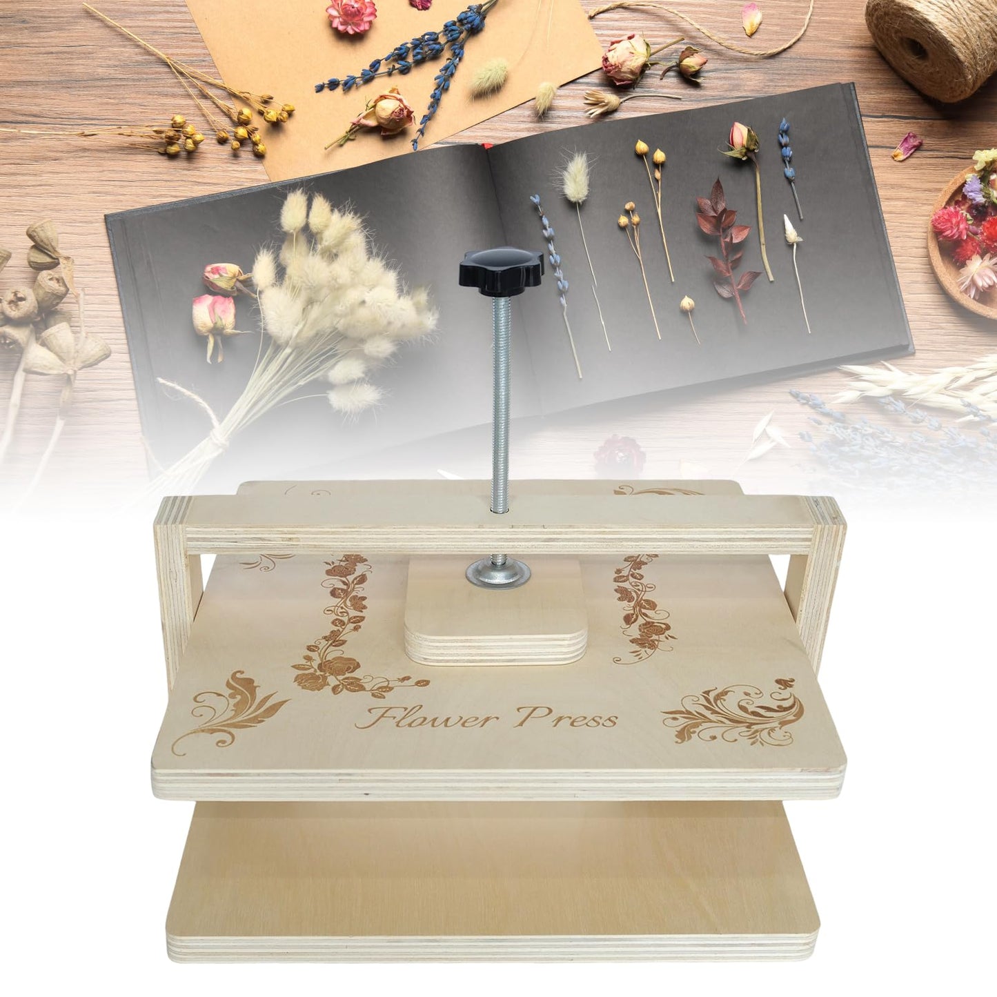 Stranthother 10pcs Extra Large Wood Flower Press Kit 10.8 * 10.8 Inch Flower Plant Preservation Kit Plant Press Kits for Kids and Adults Plant Lover Gifts, DIY Arts and Craft Kit