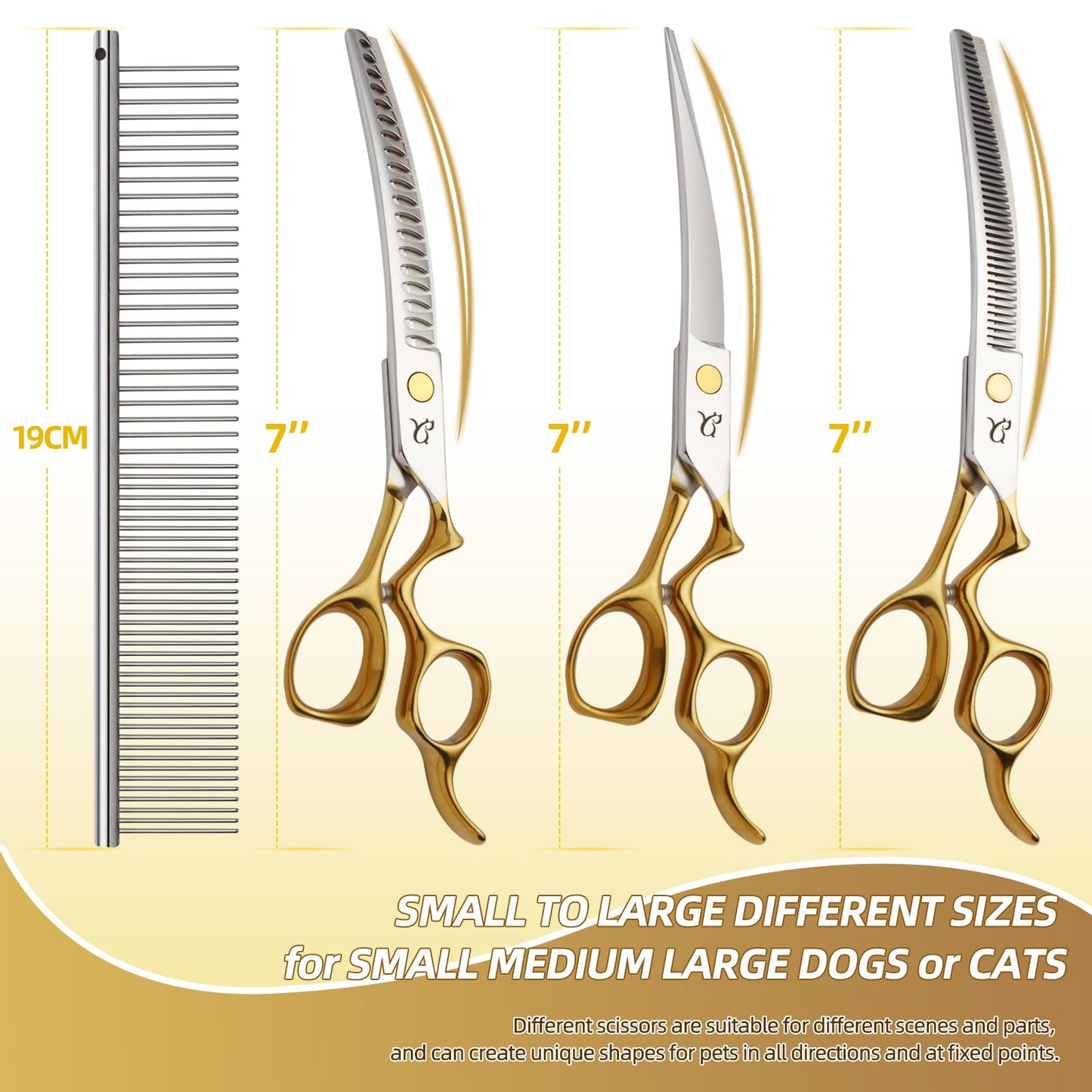 CITYWISH Dog Grooming Scissors,Curved Chunkers Shears Deg Grooming with Safety Round Tips, Sharp and Comfortable 4 in 1 Dog Scissers for Grooming