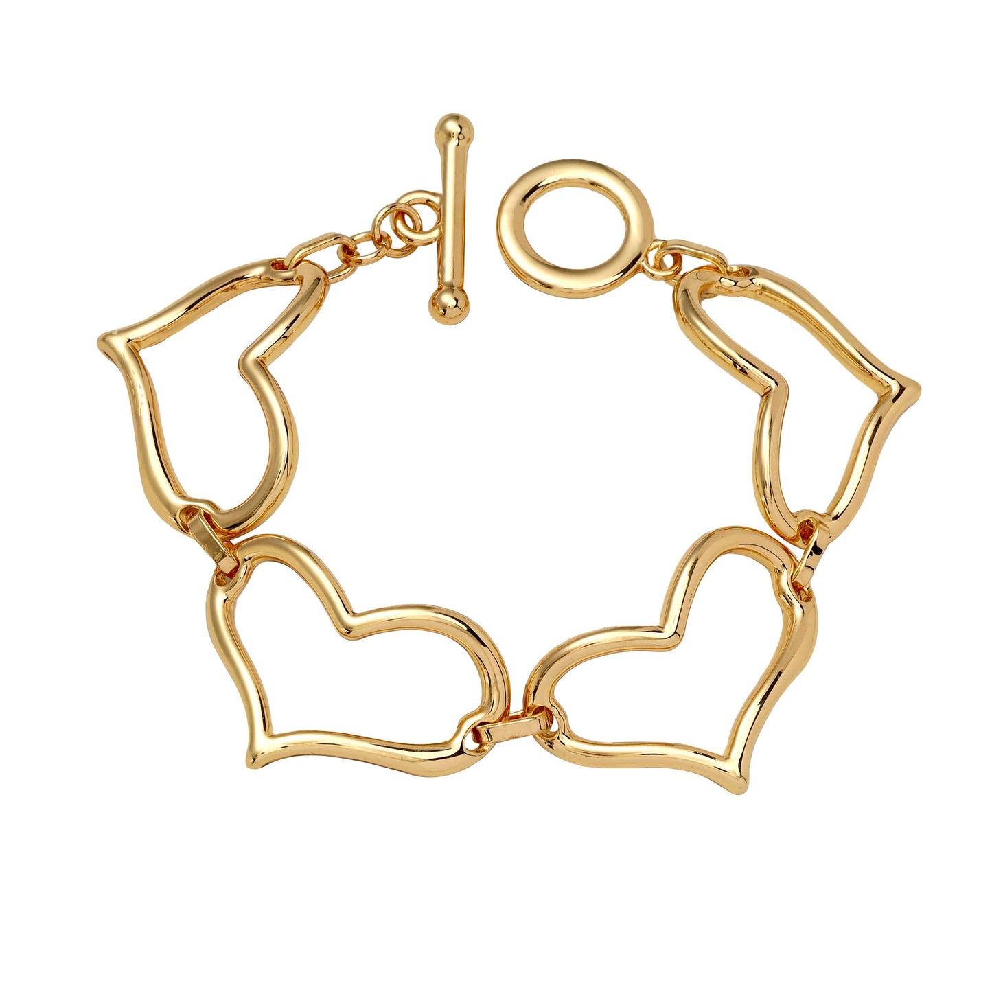 Ginyejly 14K Gold and Silver Plated Special Cain Link with Toggle Clasp Closure in Daily or Party for Women Fashion Jewelry Gifts (gold heart)