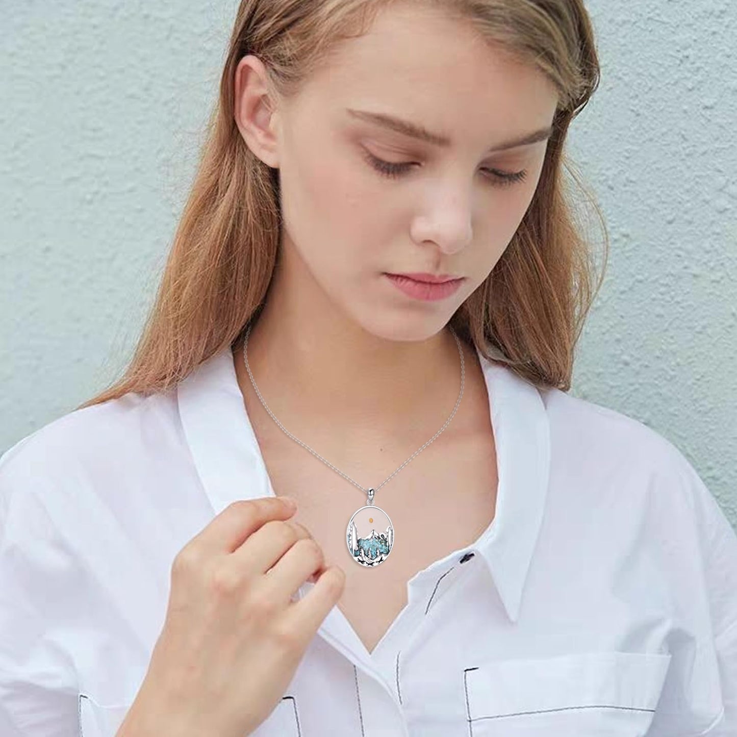 YFN Snowy Mountain Necklace for Women Sterling Silver Nature Necklace Jewelry Gift for Skiers, Hikers, Campers, Climbers and Nature Lovers