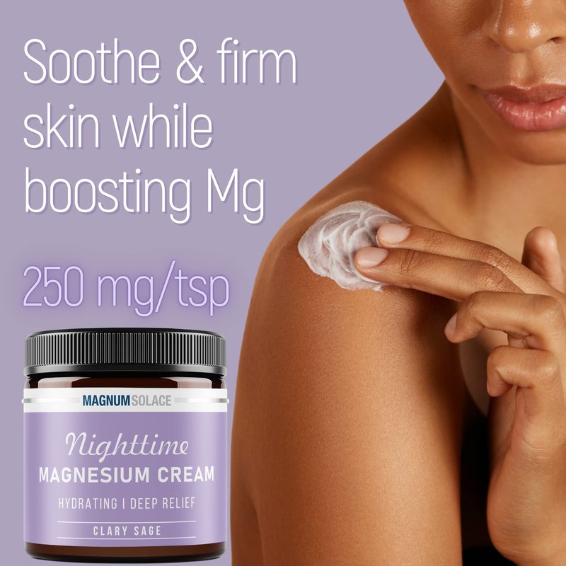 Magnum Solace Magnesium Lotion – Nighttime Magnesium Cream – Apply to Legs, Arms or Chest - Topical Magnesium Chloride – USA Made and Safe for Kids (Clary Sage)