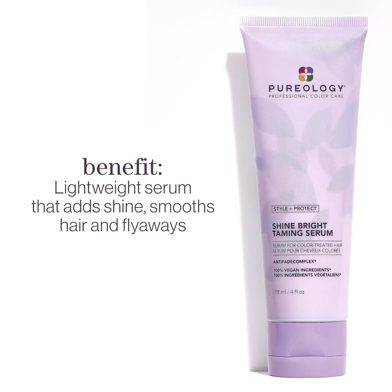 Pureology Shine Bright Taming Serum for Color-Treated Hair - Smooths Strands, Sulfate-Free & Vegan | 3.4 oz