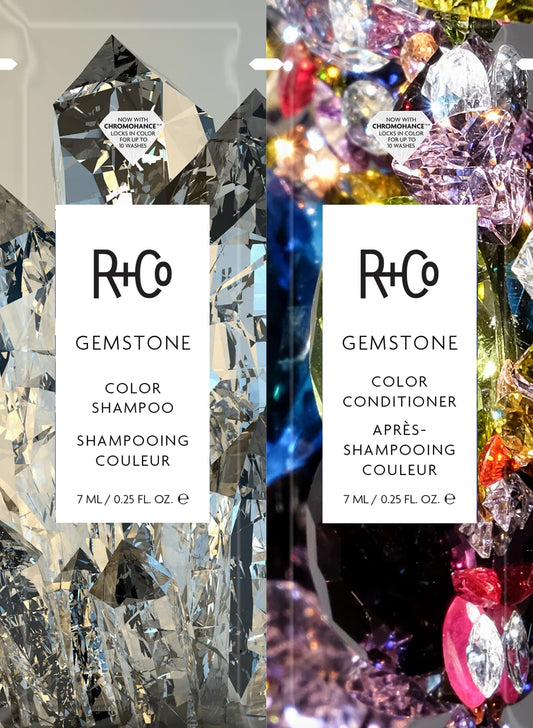 R+Co Gemstone Color + Repair Shampoo/Conditioner Tandem Packette | Frizz Control, Repairs + Preserves Hair Color | Vegan + Cruelty-Free | .25 Oz