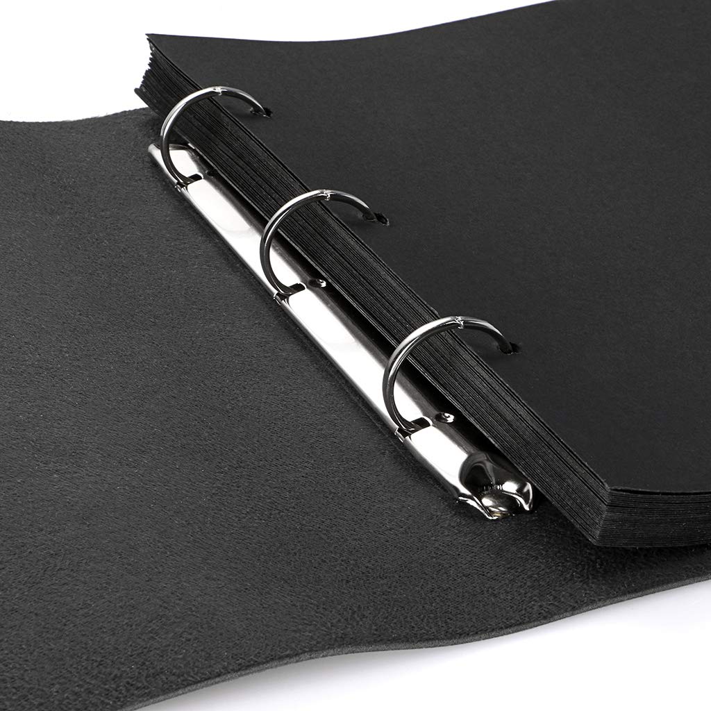 OwnMy DIY Photo Album Scrapbook PU Leather Adventure Photo Book with Corner Stickers Gifted Box - Perfect Baby Memory Book Birthday Wedding Anniversary Christmas Gift (Black)
