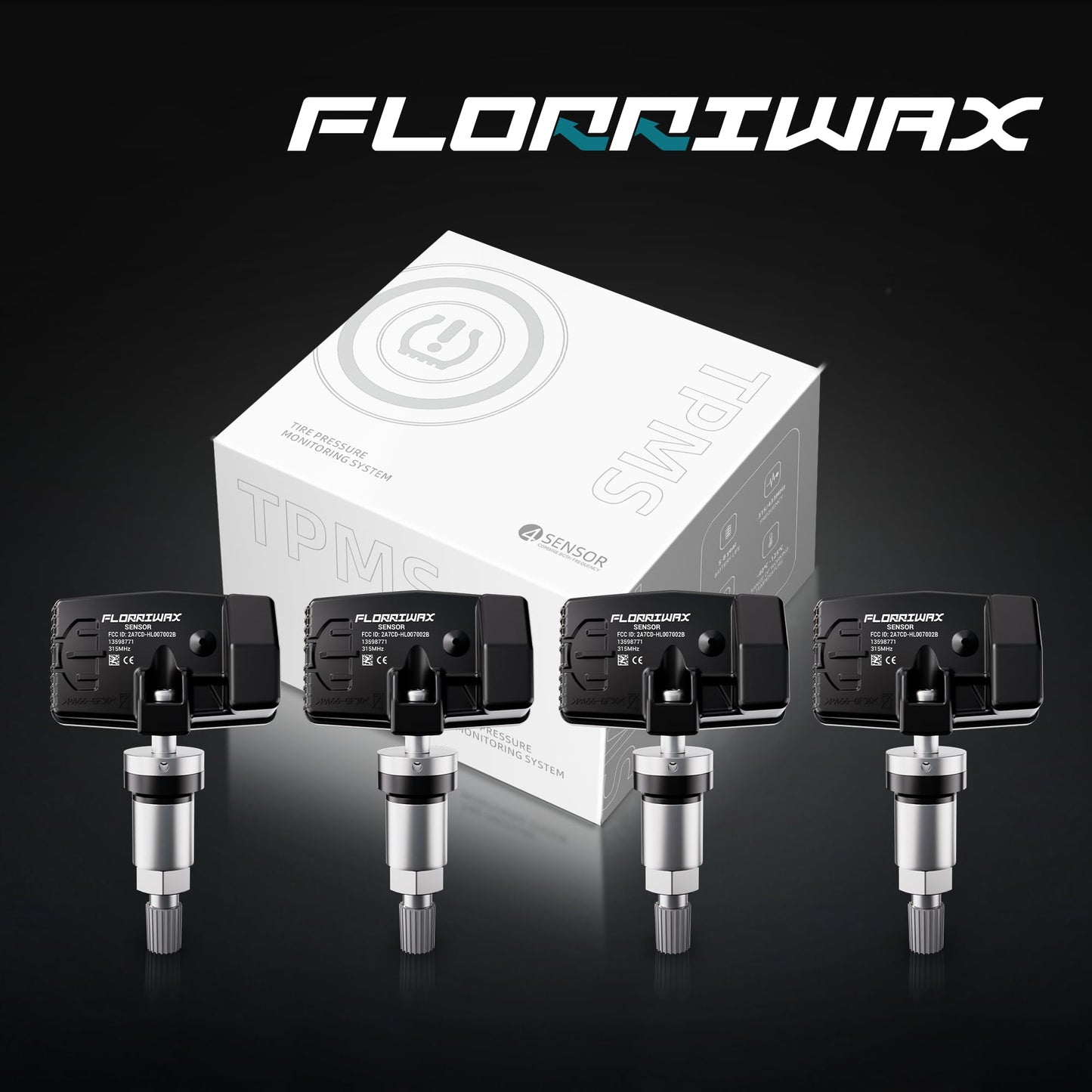FLORRIWAX TPMS Sensor,Set of 4 315Mhz GM Tire Pressure Sensor Compatible with Buick Cadillac Chevrolet GMC,Tire Sensor OE Replaces#13598771,13598772,13586335,13581558