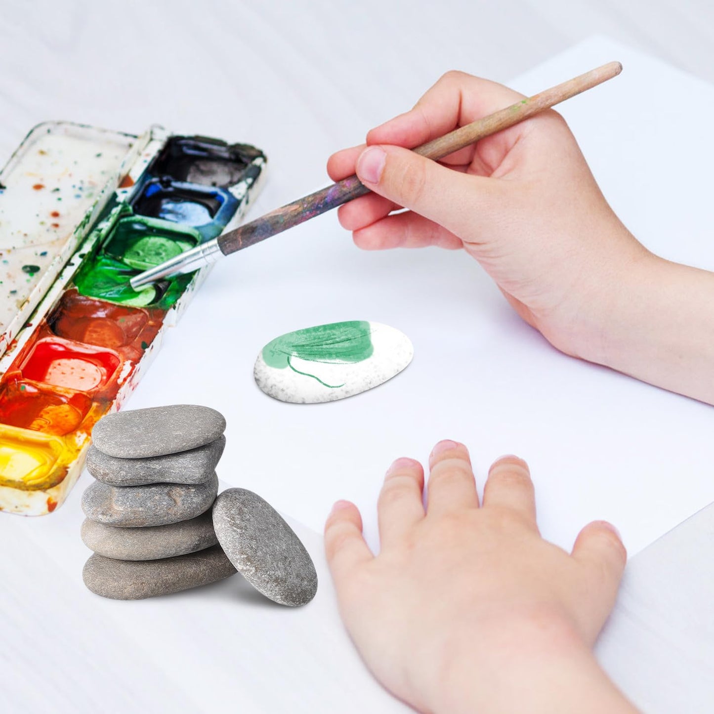 Gatuida 20pcs Painting Rocks Smooth Stones for Painting DIY Pebble Crafts Kids Creative Drawing Pebbles for Art Projects