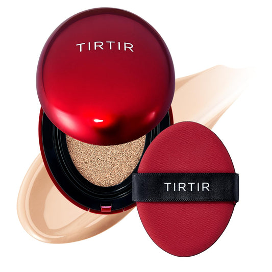 TIRTIR Mask Fit Red Cushion Foundation | Full coverage, Weightless, Skin fit, Satin Glow Finish, Korean Makeup BB Foundation, beauty, Tattoo cover up, Buildable (#21N Ivory, 0.63 Fl Oz)