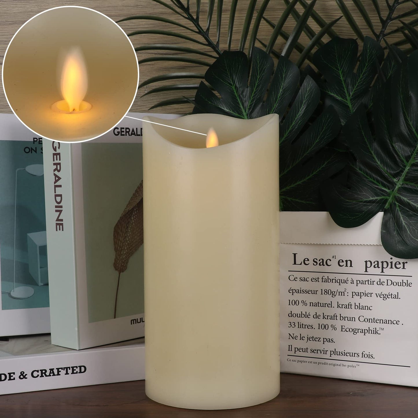 Eldnacele Large LED Candles with 6H Timer Flickering Flame, Battery Operated Electric Candles with Real Wax Warm Light for Christmas Halloween Home Party Decoration 5"X 10"""