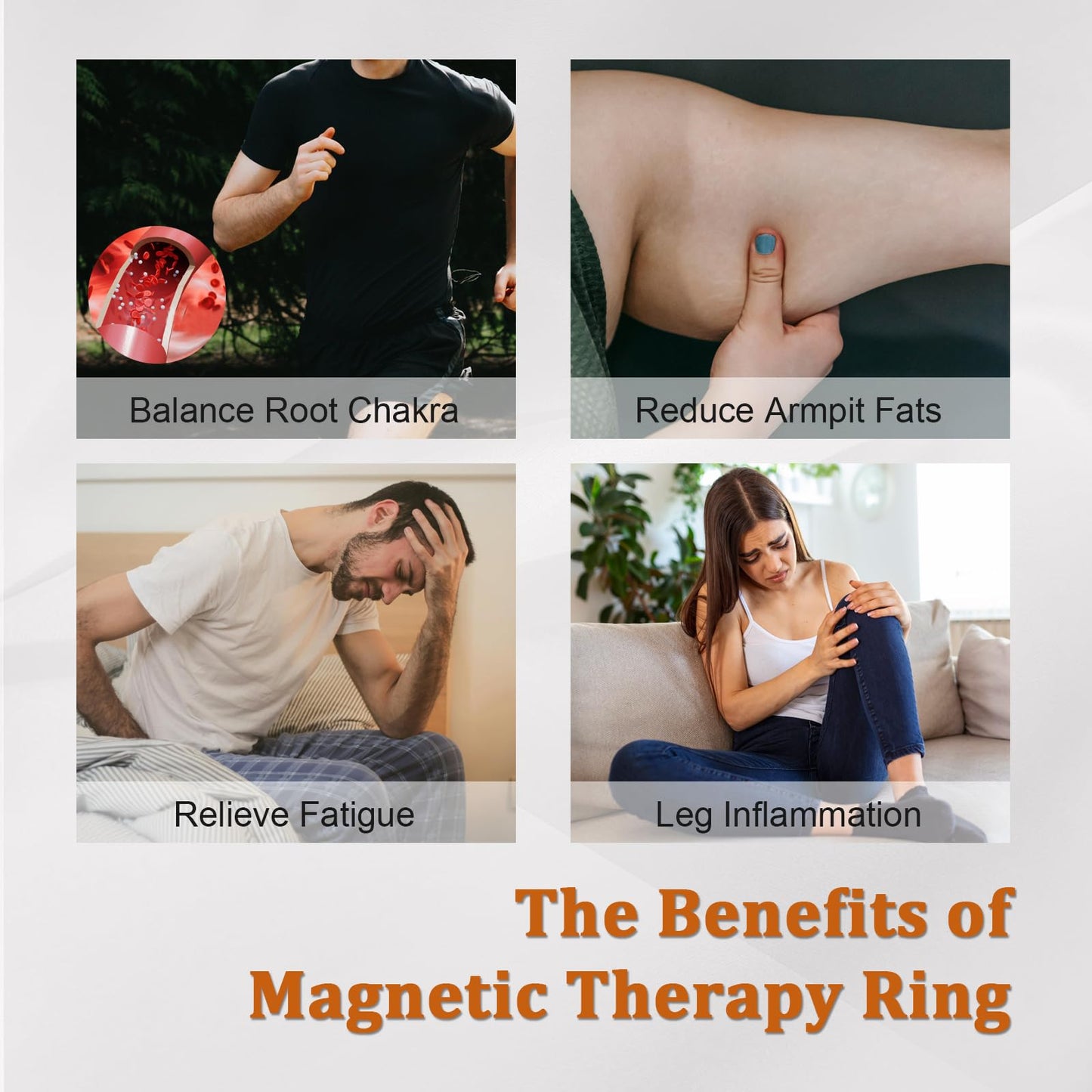 Fashtour Genuine Magnetic Hematite Rings, 3 Pack, Black, 6mm Wide, Polished, for Men and Women, Anxiety Relief, Root Chakra Balancing（Size 11#）