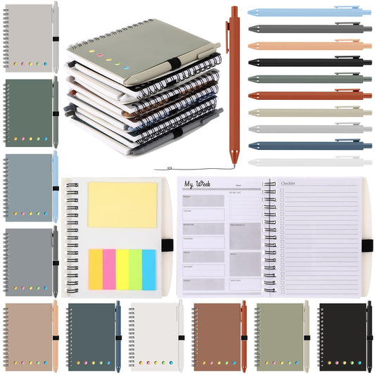 20 Set Employee Appreciation Gift Bulk Weekly Planner Notebooks to Do List Spiral Notebook Journal with Ballpoint Pen, Sticky Note for Office Teacher Student Graduation Thank You Gift(Classic Color)