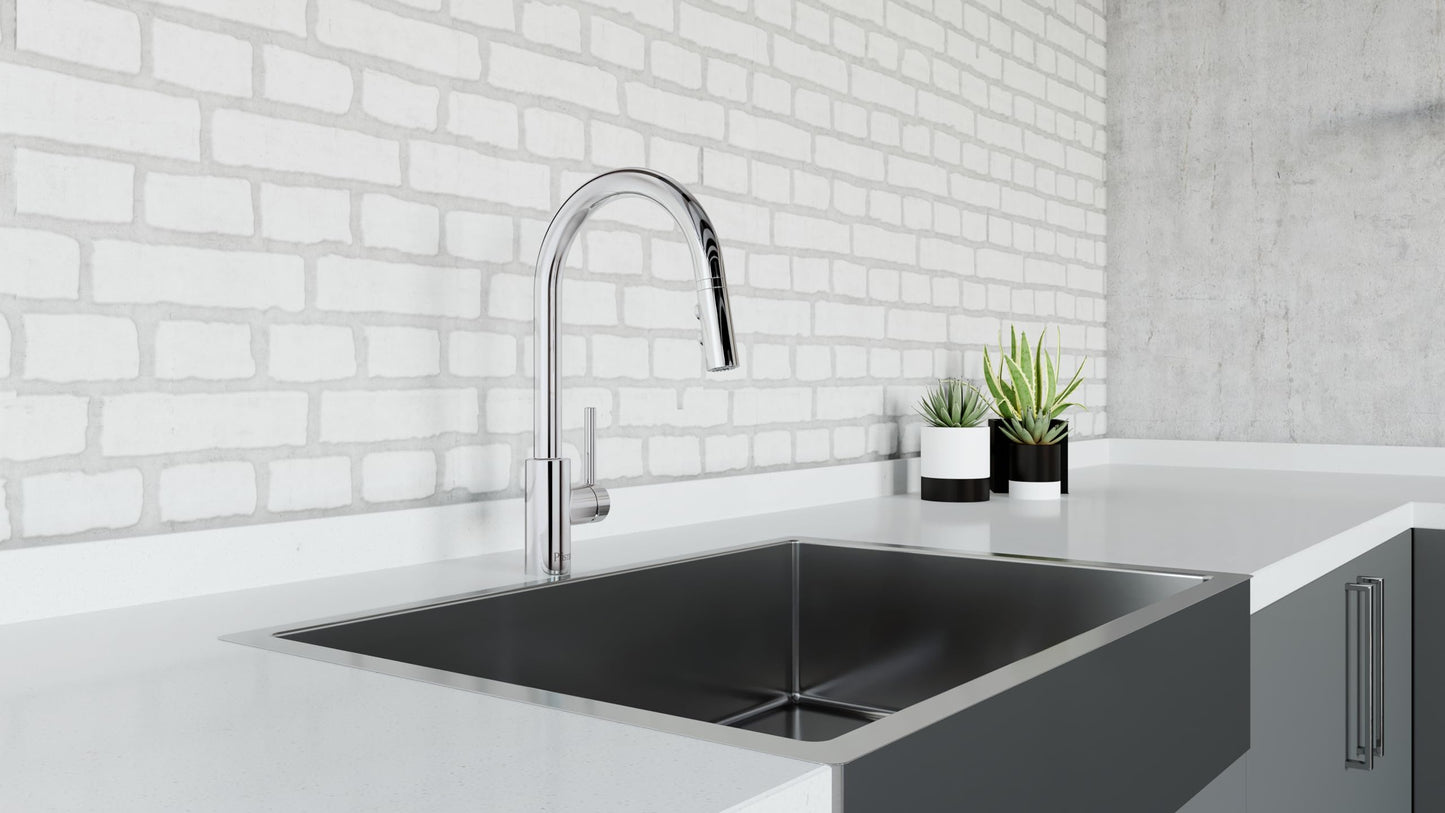 Pfister Stellen Kitchen Faucet with Pull Down Sprayer, Single Handle, High Arc, Polished Chrome Finish, LG529SAC