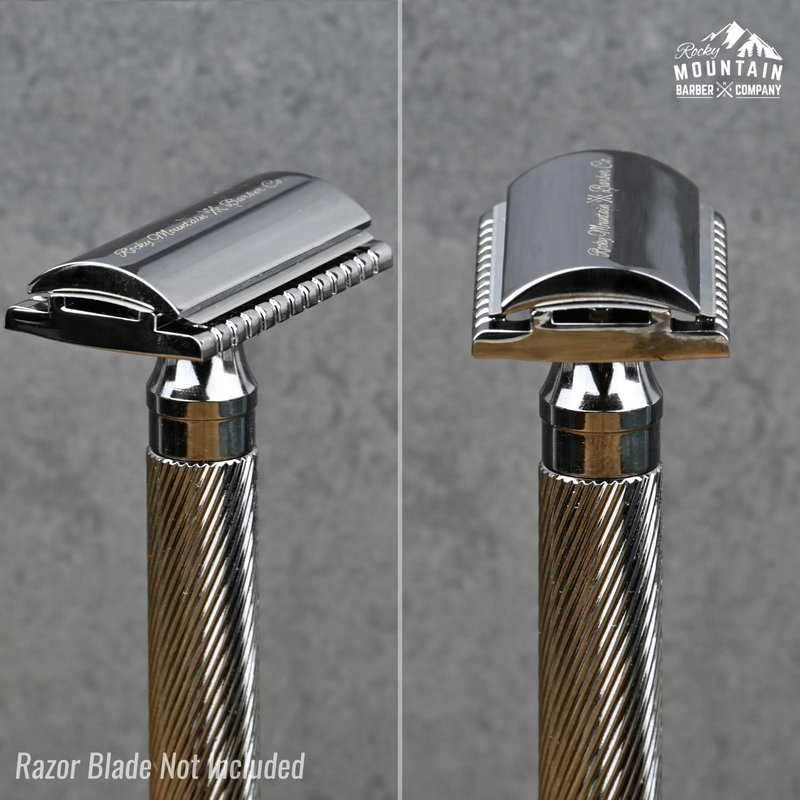Men's Double Edge Safety Razor - Premium, Heavy Duty Safety Razor, 3 Piece Closed Comb Design For a Closer Shave - Made with Brass & Metal Finish by Rocky Mountain Barber Company