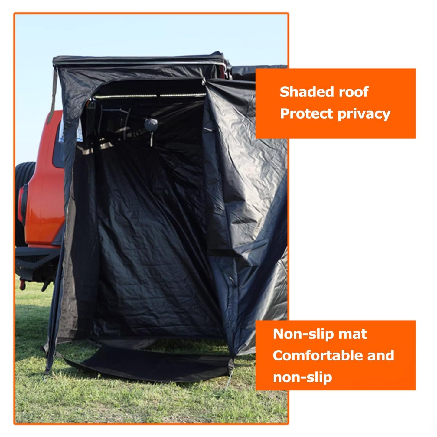 Side shower room, side shower room with roof, 3.3-foot x 3.3-foot privacy shelter toilet, camping portable shower tent, waterproof and moisture proof