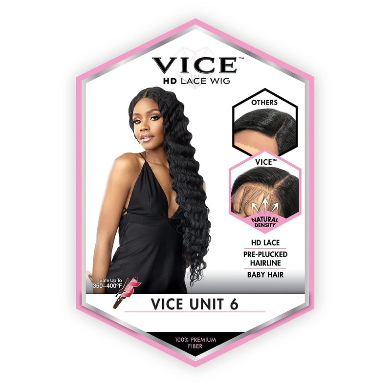 Sensationnel Vice Lace Front Wigs - Unit 6 5 Inch Deep Part Synthetic Preplucked Hairline (1 JETBLACK)