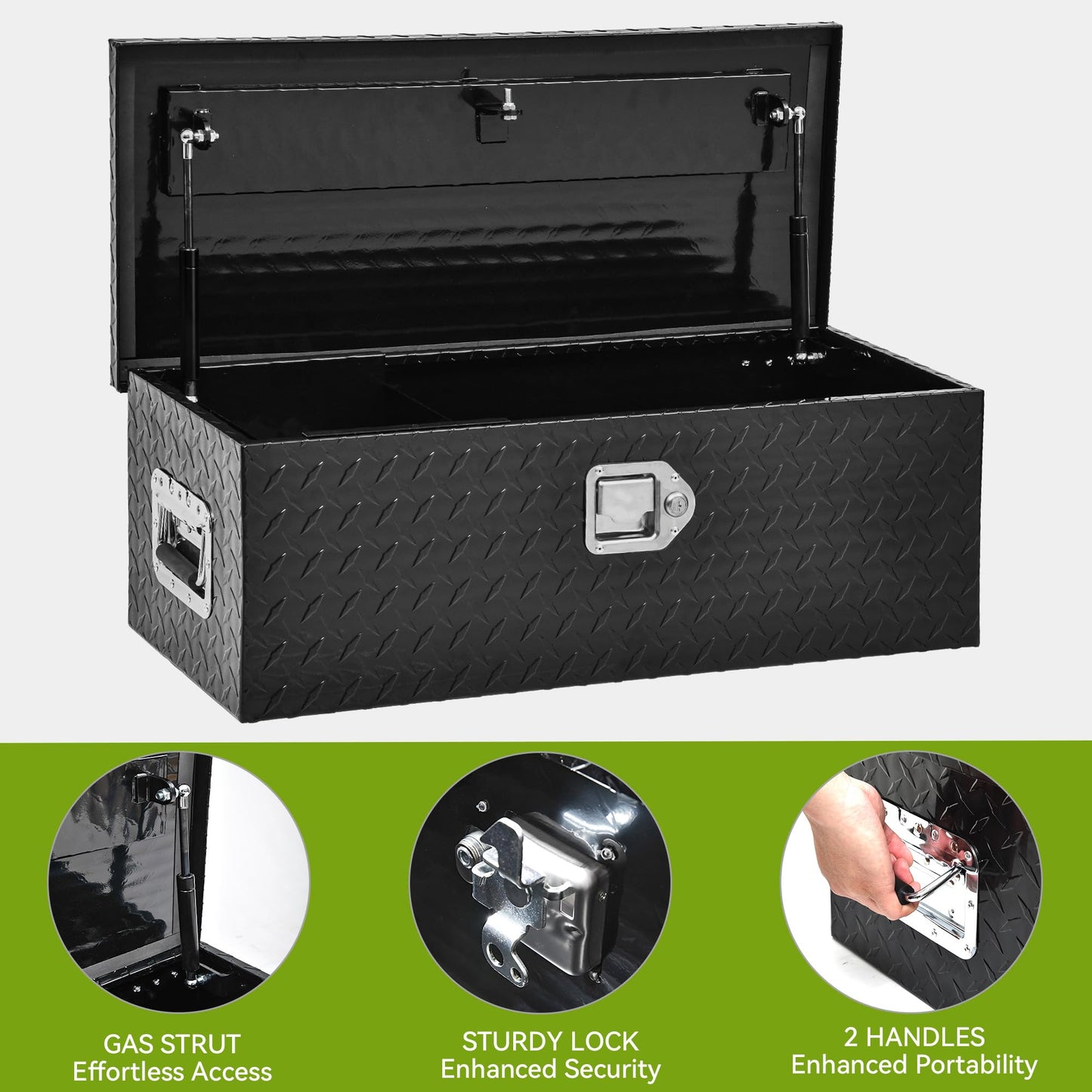 AUTOSAVER88 48 Inch Truck Bed Tool box, Heavy Duty Aluminum Diamond Plate Tool Box Chest, Waterproof Chest Storage Box with Sliding Shelf and Lock for Trucks, Trailers, RVs, Warehouses