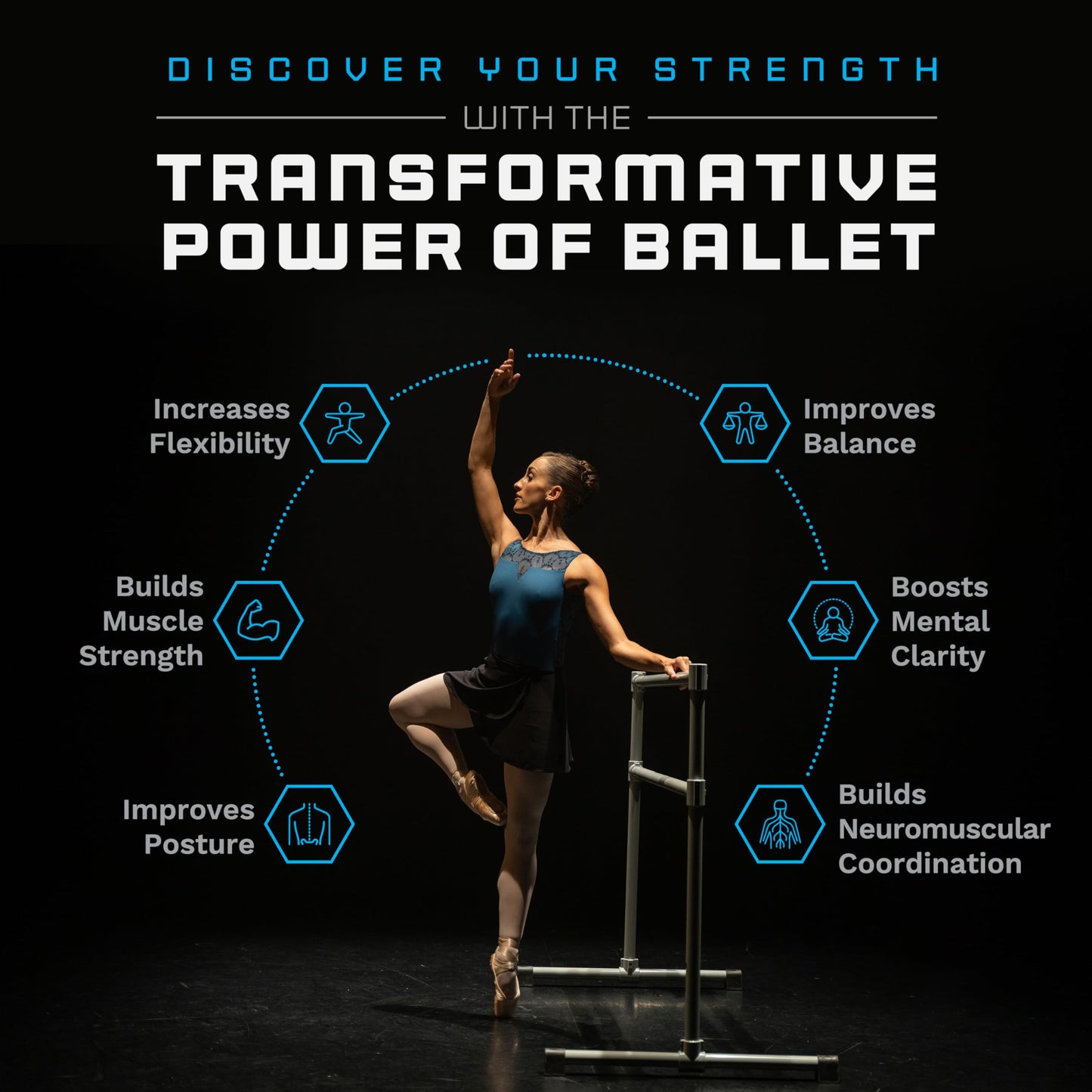 VITA Barre Portable Freestanding Double Ballet Barre, Extreme, 4 Ft Bars, Purple, Steel | Fixed Height, Made in USA, Home or Gym Exercise Equipment for Kids & Adults | Dance, Fitness, Pilates