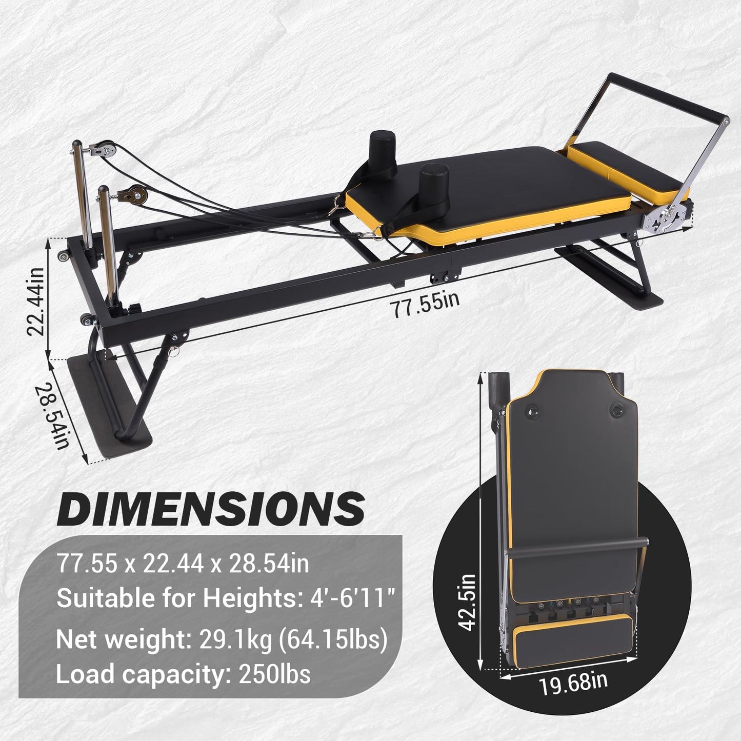 Pilates Machine, Springs & Resistance Ropes Dual-Use Home Gym Equipment