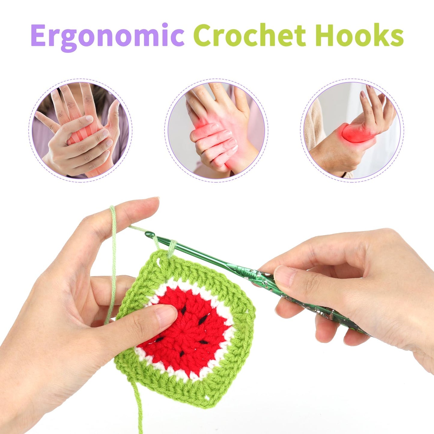 Coopay Crochet Hook Set, 9 PCS Crochet Hooks with Case (2.0mm-6.0mm), Floral Resin Grips - Beautiful & Ergonomic, Great for Crocheting Blankets, Dolls, Shawls, Hats, Scarves (B-J)