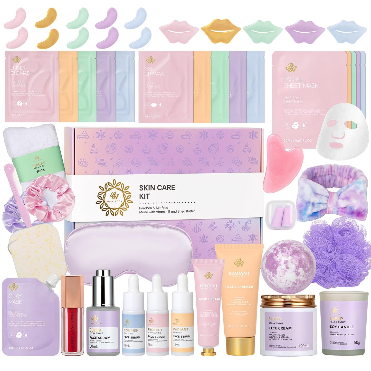 Mother's Day Gift for Mom, 38 Pcs Hydrating Skin Care Set for Women, Bath & Body Spa Gift Set, Self-Care Pampering Gift Basket Kit, Bath Bomb, Face Serum, Birthday, Christmas, Anniversary, Wife