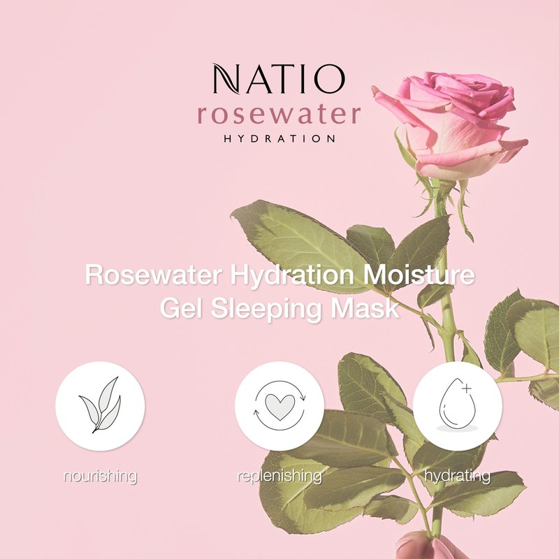 Natio Australia Rosewater Hydration Moisture Gel Sleeping Mask, 3.5 oz - Nighttime Rosewater Face Cream - Face Moisturizer for Overnight Hydration