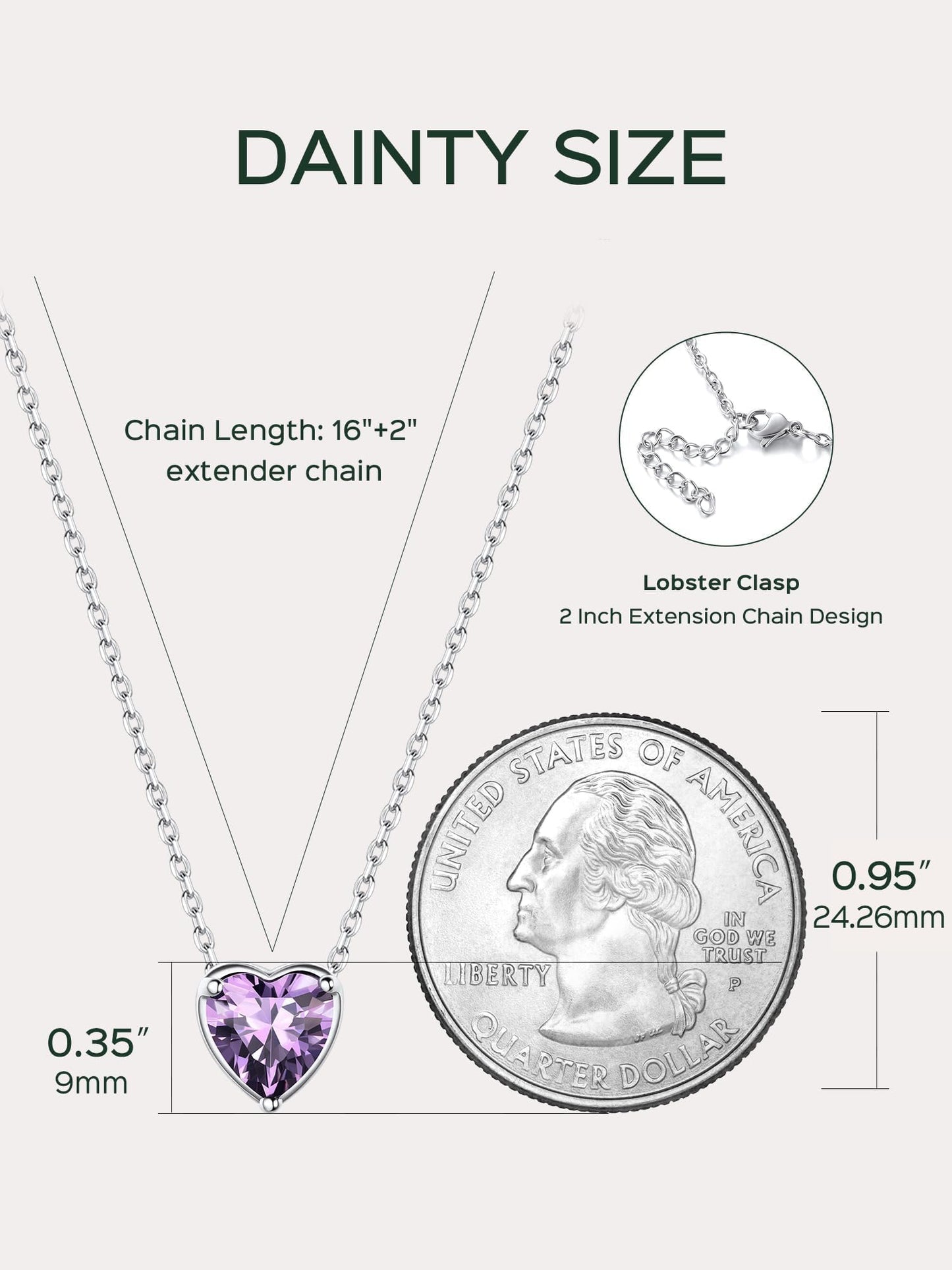 ChicSilver Amethyst Necklace February Birthstone Necklace 925 Sterling Silver Love Heart Purple Necklaces for Women