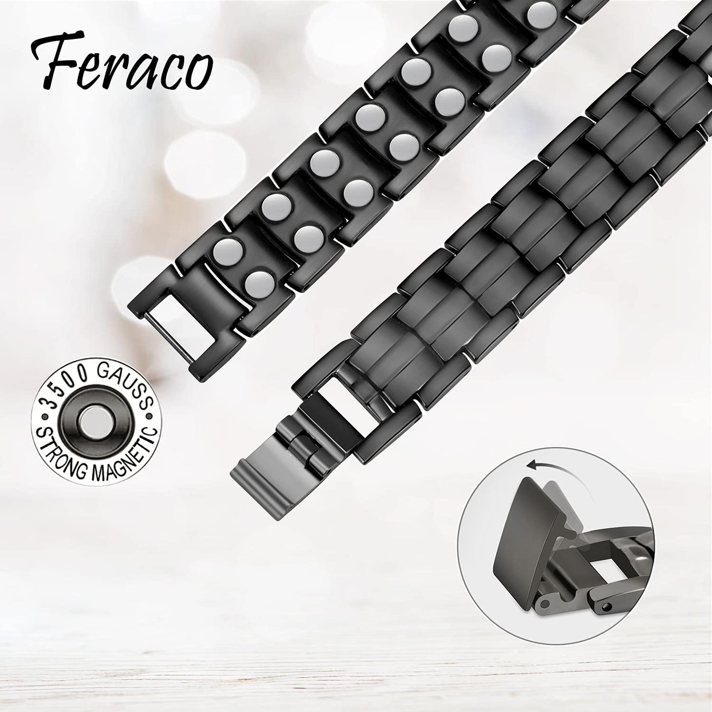 Feraco Magnetic Bracelet for Women Men Titanium Steel Magnetic Bracelet with Magnets,Unique X Shape Links