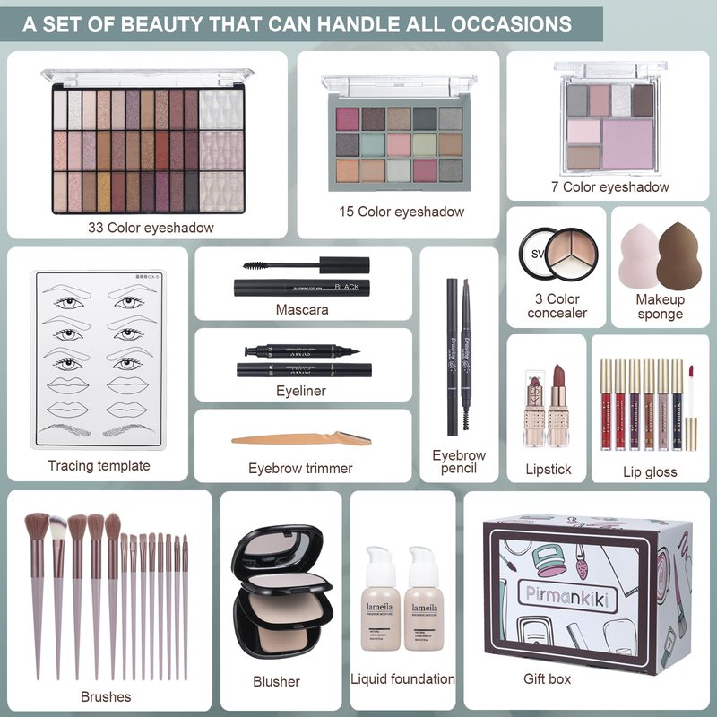 All in One Makeup Kit for Women Full Kit, Makeup Gift Set for Girls & Teen, Travel Makeup Set, Professional Makeup Kit Includes lash Clusters Kit Eyeshadow Lipstick Brow Pencil Eyeliner Brush Set