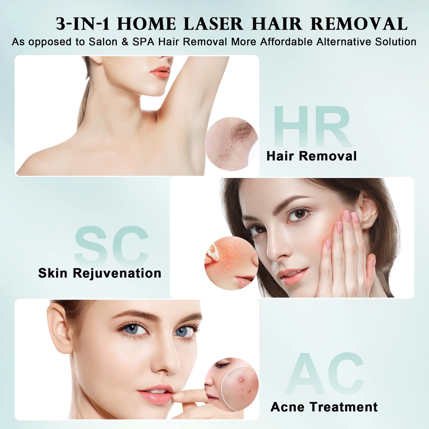 DEESS IPL Laser Hair Removal for Women & Men, GP590 Unlimited Flashes Laser Hair Removal Device with Ice Cooling, 3-in-1 at Home Painless Permanent Hair Remover for Face Arms Armpits Legs Bikini Body