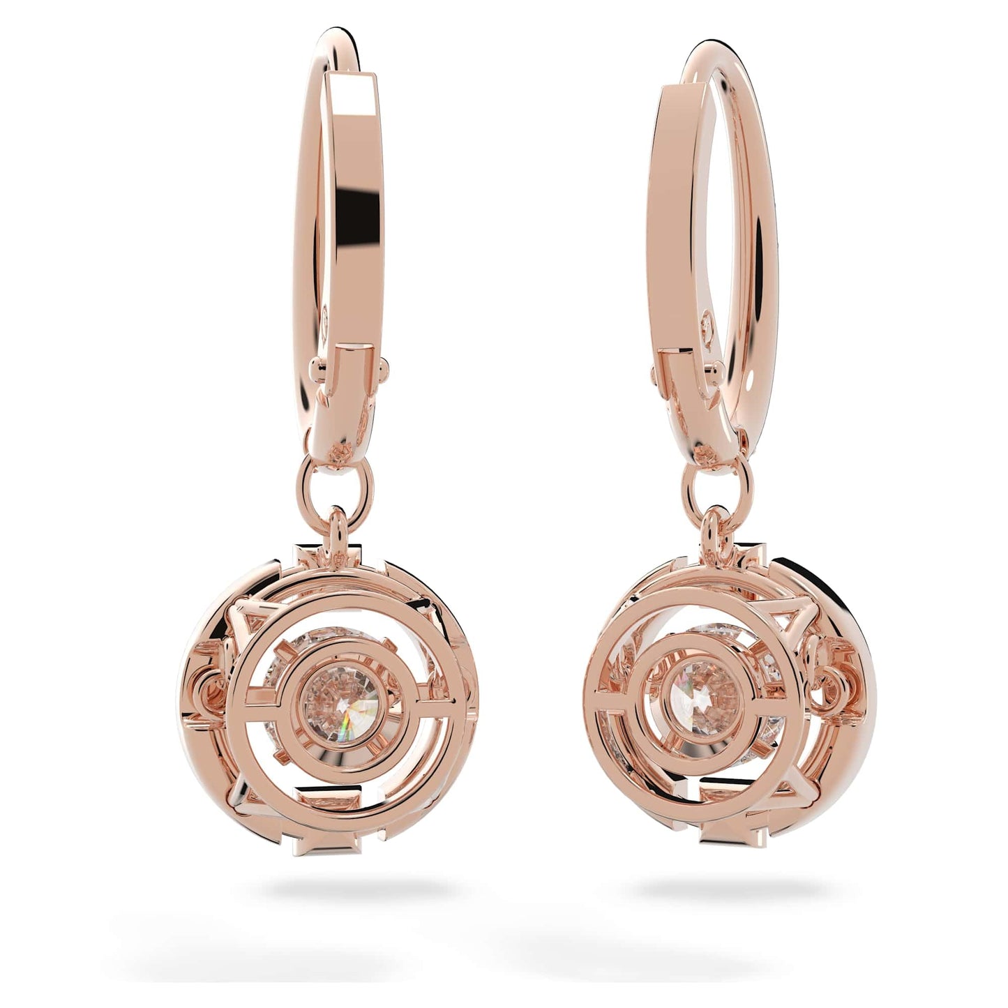 SWAROVSKI Una Pierced Drop Earrings with Dancing Crystal and Matching Pavé on a Rose-Gold Tone Finish Setting, Part of the Swarovski Una Collection