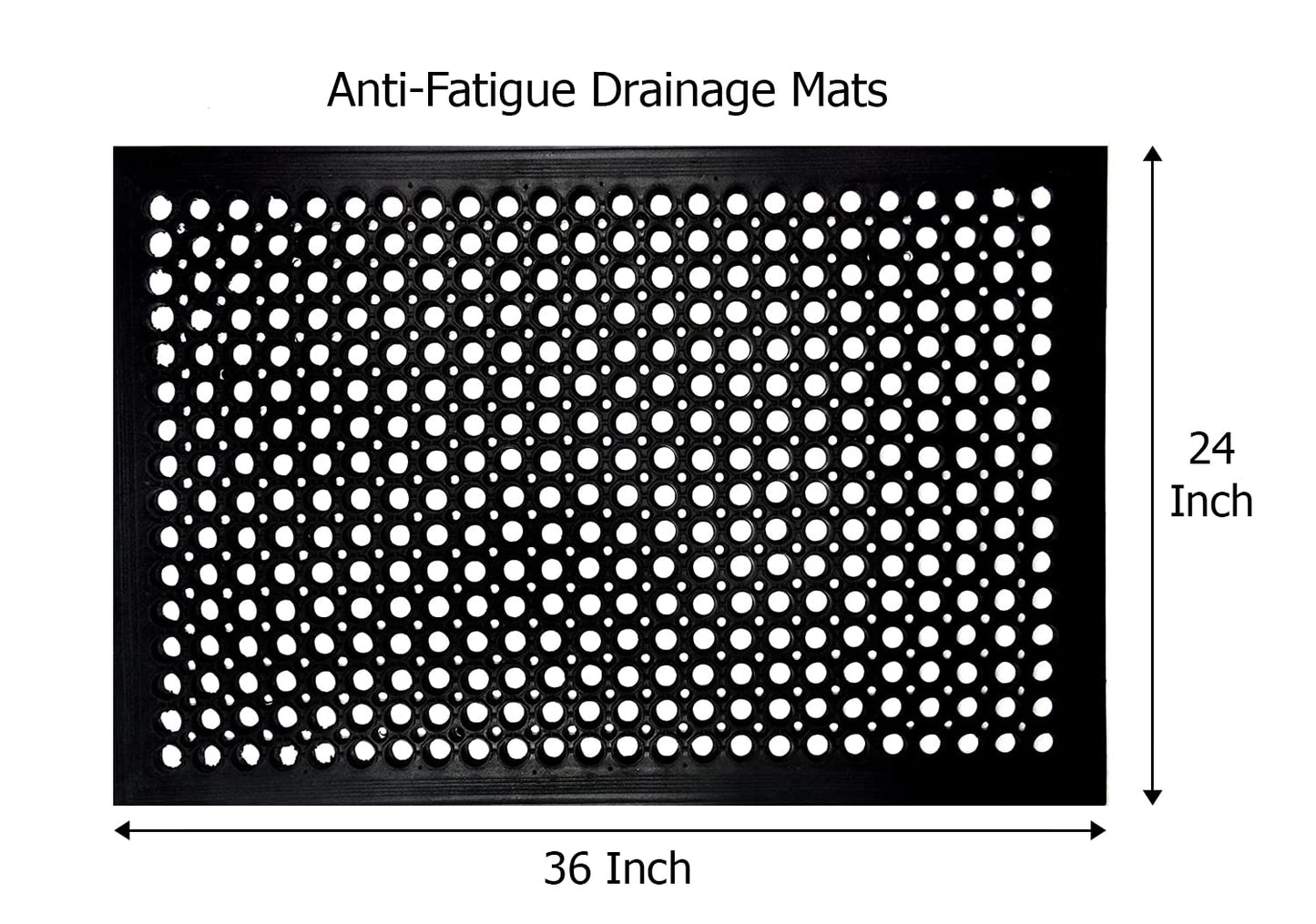 IRONGATE Rubber Doormat - 2 Pack Non Slip Anti Fatigue Indoor Outdoor Rubber Floor Mat - Heavy Duty Commercial Kitchen Ramp Pool Restaurant Garage Floor Mat - Anti Slip Bar Drainage Mat - 24x36