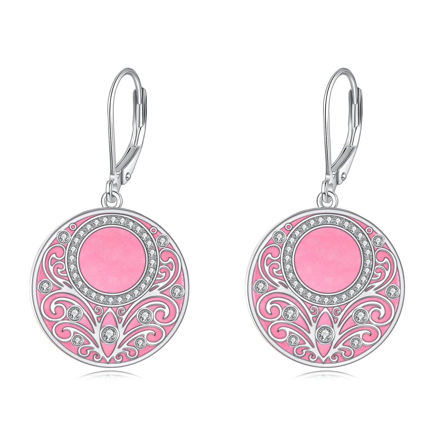 Hot Pink Earrings Sterling Silver Filigree Irish Celtic Pink Drop Earrings Jewelry Gifts For Women