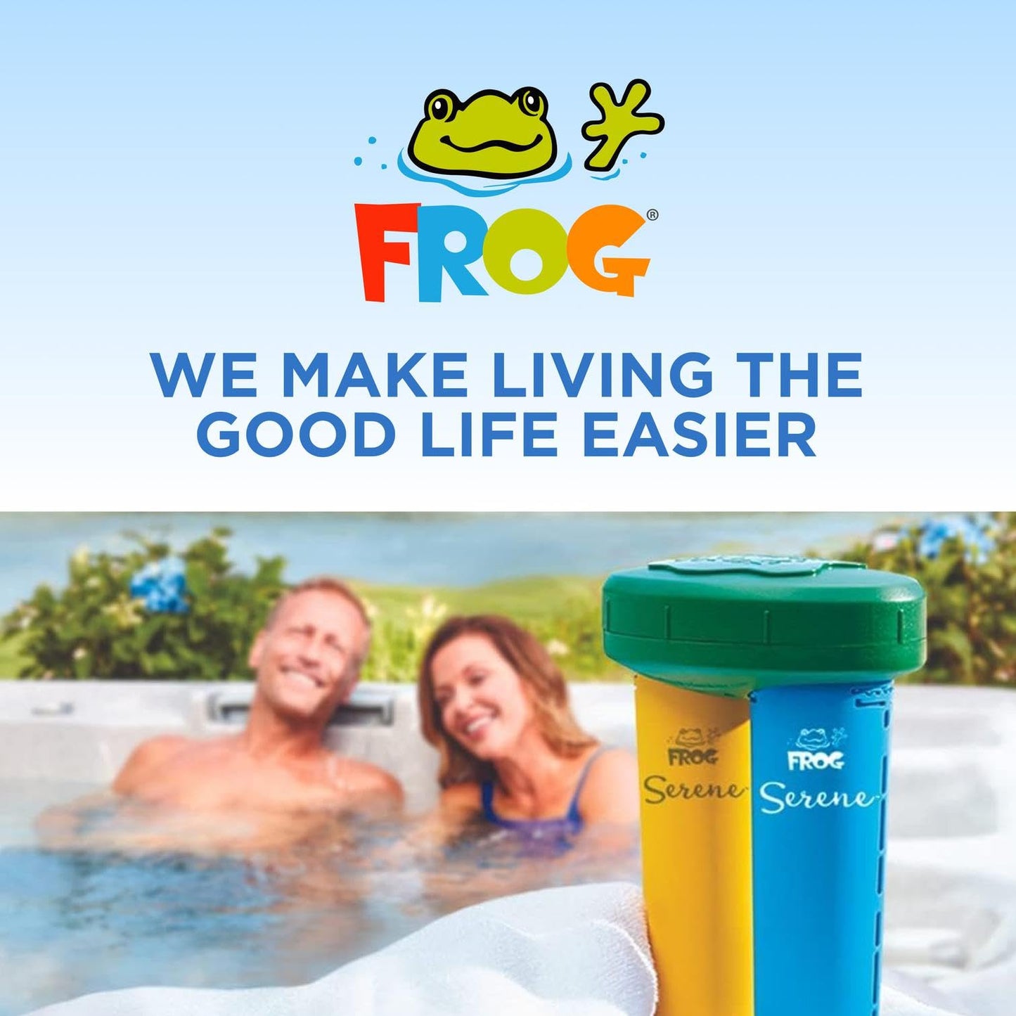FROG Serene Floating System for Hot Tubs - Quick & Easy Prefilled Hot Tub Sanitizer - Hot Tub Maintenance System with Sanitizing Minerals & Bromine - 3 Month Bundle+