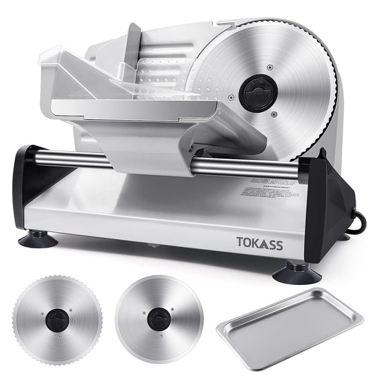 200W Meat Slicer Machine for Home Use,Deli Slicer with 2 Removable 7.5'' Stainless Steel Blades,Adjustable Dial for 0-15mm, Electric Food Slicer for Meat, Cheese, Bread,Child Lock,Easy to Clean,gift