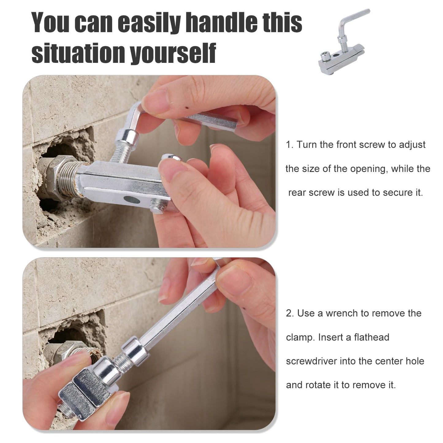 NQEUEPN 2pcs Multifunctional Sink Wrench & Extractor Tool Set, 7 Sizes Basin Faucet Wrench Universal Four-Claw Hexagon Spanner for Tight Space Plumbing Installation and Drain Pipe Nut Removal
