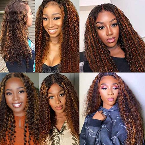 Highlight P1B30 Deep Wave Bundles Ombre Brown Human Hair Bundles Grade 8A Brazilian Remy Hair Weaves Extensions For Women 22 24 26 Inch