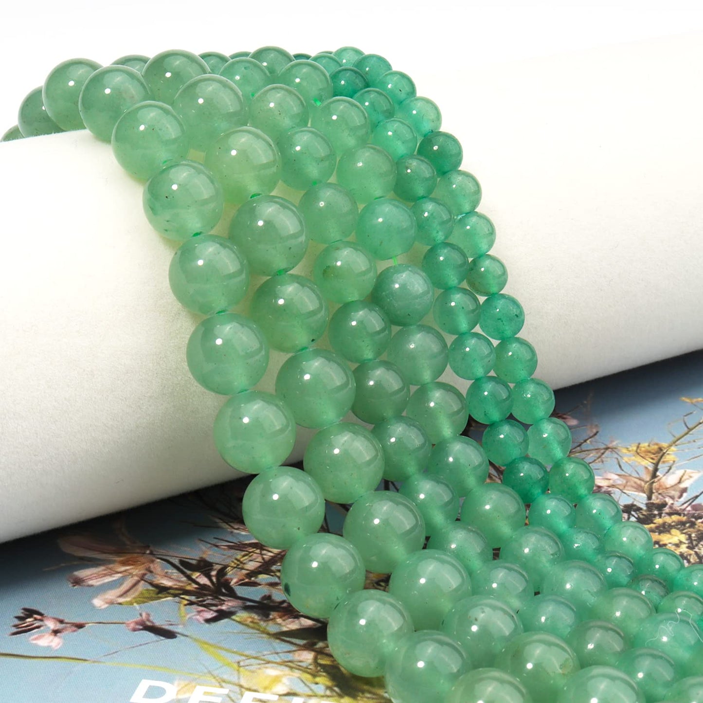 60pcs 6mm Natural Stone Beads Green Aventurine Beads Energy Crystal Healing Power Gemstone for Jewelry Making, DIY Bracelet Necklace