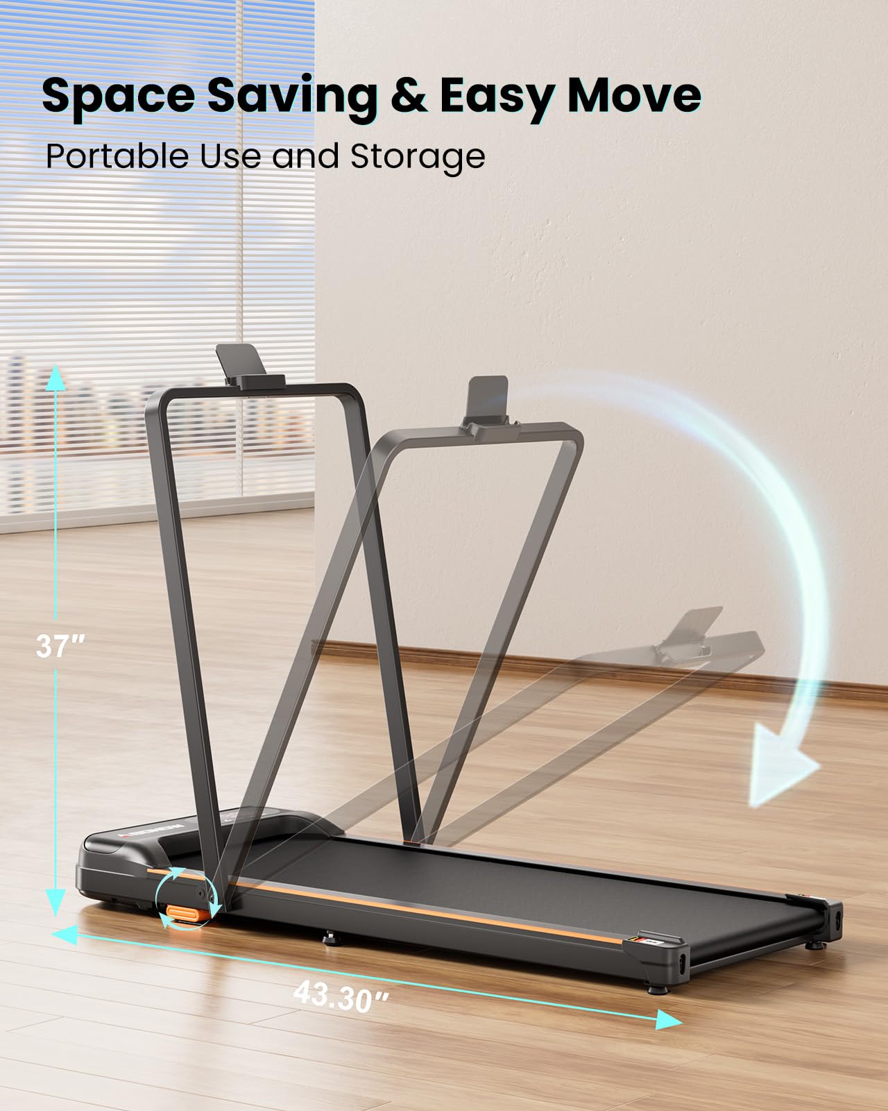 Abonow Walking Pad, Under Desk Treadmill with Incline for Home Office 2.5HP Portable Walking Treadmill with 265 Lbs Weight Capacity Walking Machine, Remote Control, LED Display, Light Black