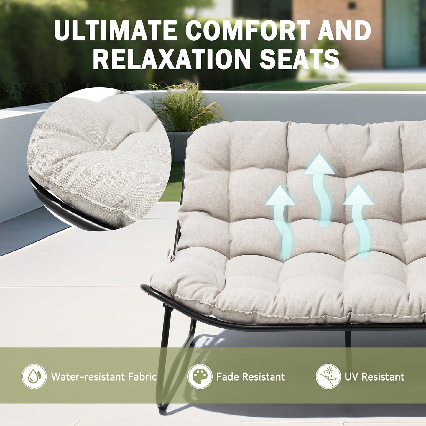 Crestlive Products Outdoor Loveseat, 2-Seat Sofa with Soft Cushion, All-Weather Outdoor Couch Patio Furniture for Balcony, Poolside, Backyard, Porch (Beige)