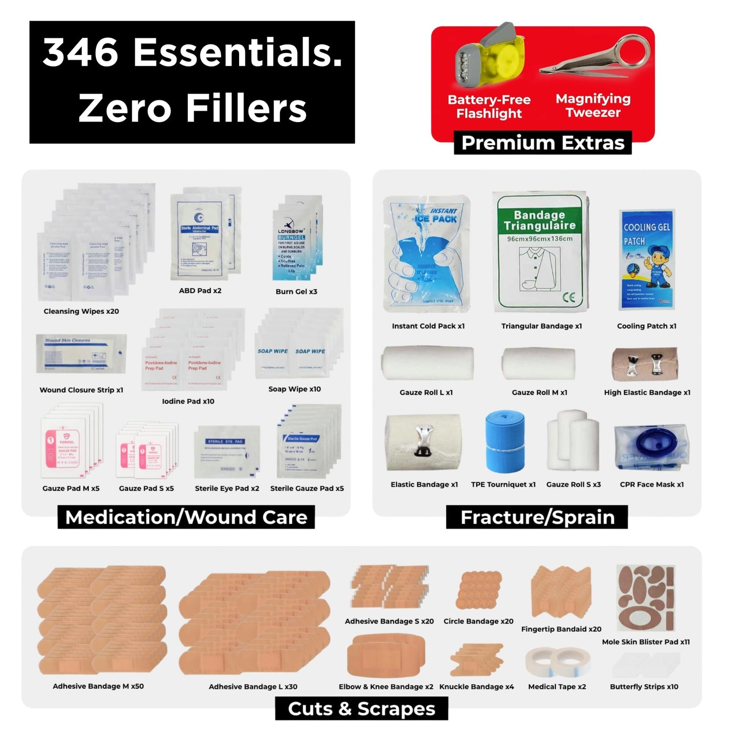 First Aid Kit 346 Piece with Tourniquet | Vital House Physician-Designed Emergency & Trauma Supplies for Home, Car, Travel, Camping & Hiking