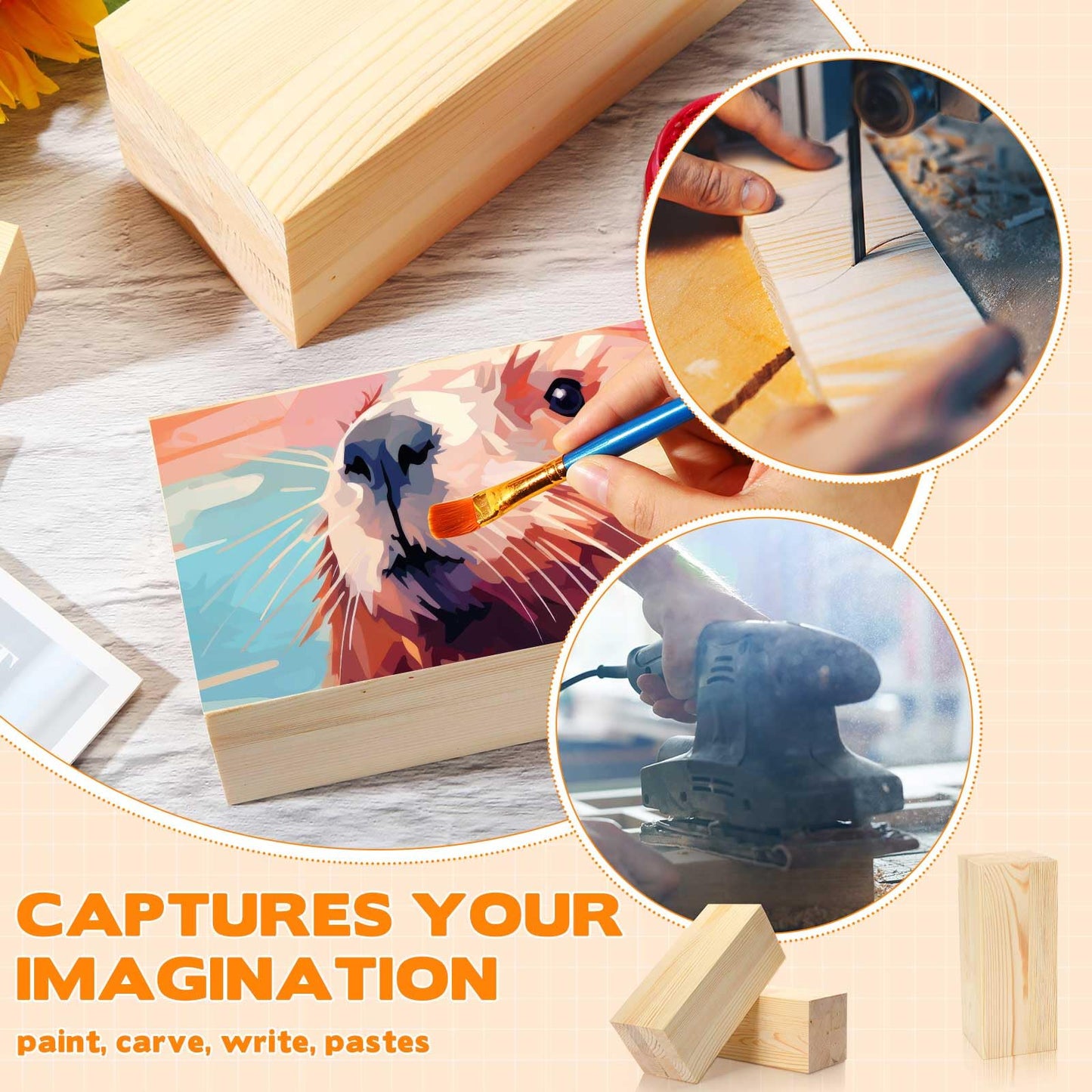Landical 2 Pack Pine Wood Carving Blocks 10x4x4 Inch Unfinished Whittling Wooden Blocks for Beginners Home Christmas DIY Arts Supplies