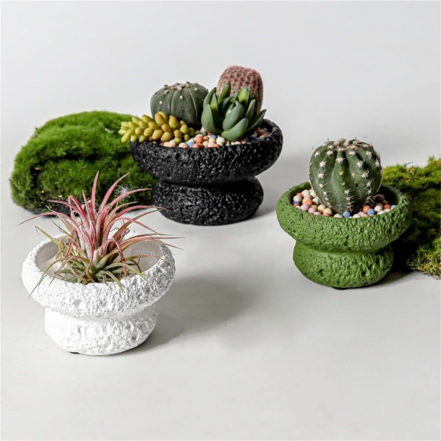 FXLTHIYBO Sleek Cement Creative Meteorite Pattern Flower Pot Planter Plants Flowers Bonsai Decoration for Indoor use(White,Large)