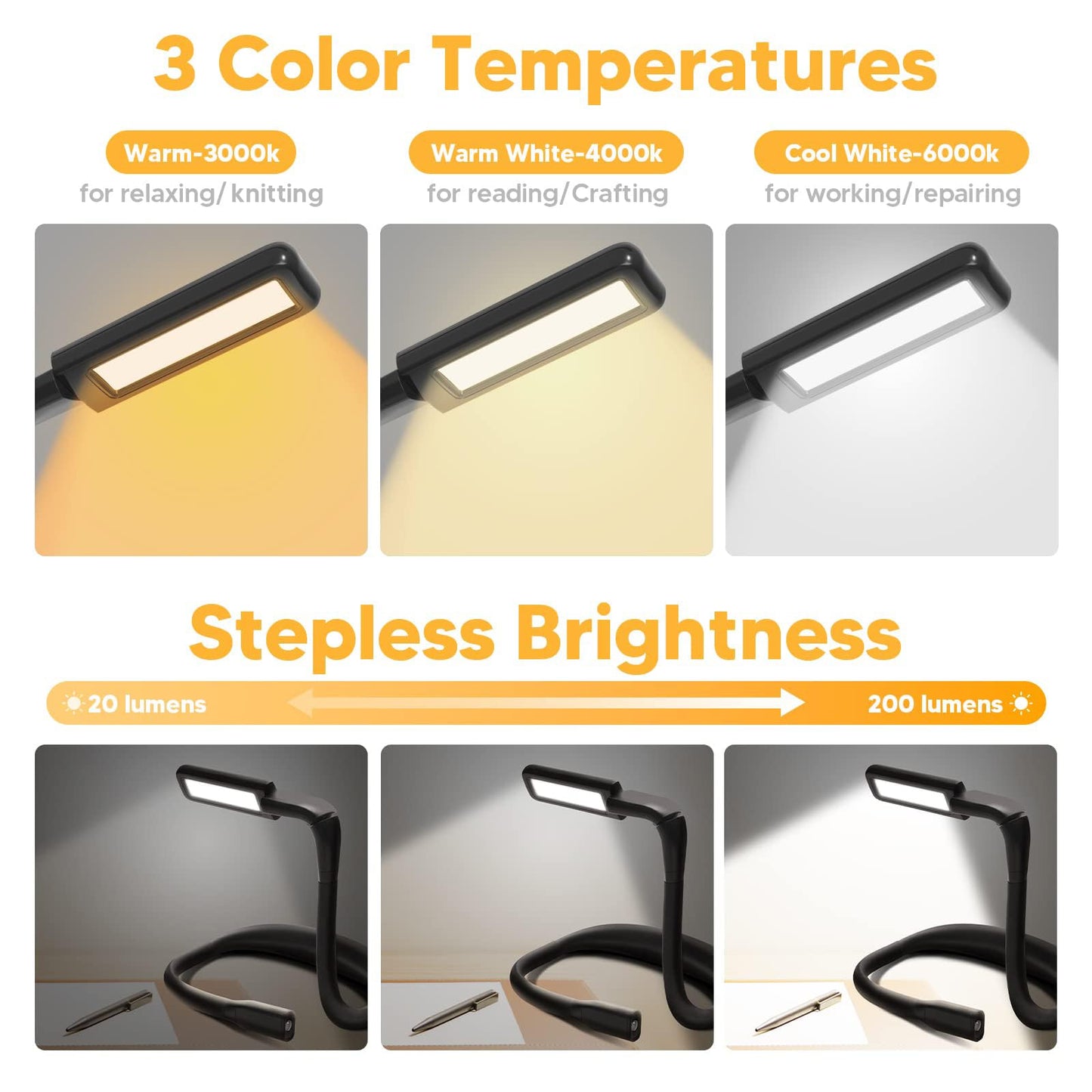 Neck Reading Light with Storage Case:10-80Hrs Eye-Friendly Rechargeable Book Lamp, Knitting Crochet Accessories Sewing Craft Light, Mothers Day Gifts for Mom Wife Book Lovers Readers Knitters Crafters