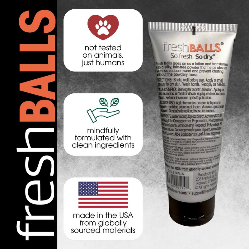 Anti-Monkey Butt Anti-chafing Powder & Fresh Balls Cream - Men's Lotion to Powder Ball Deodorant, 3.4oz - Anti-Friction No Sweat Bundle