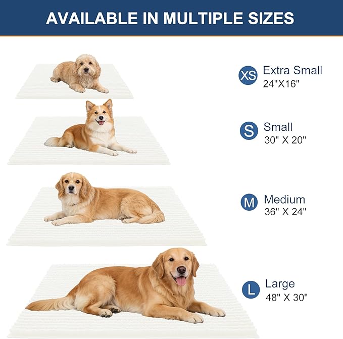 OLANLY Dog Door Mat for Muddy Paws 47x20, Ultra Absorbent Chenille Mud Doormat, Non-Slip Washable and Dirt Trapping Doormat for Indoor Entryway, Quick-Dry Indoor Pet Bed Mats for Dogs, Ivory