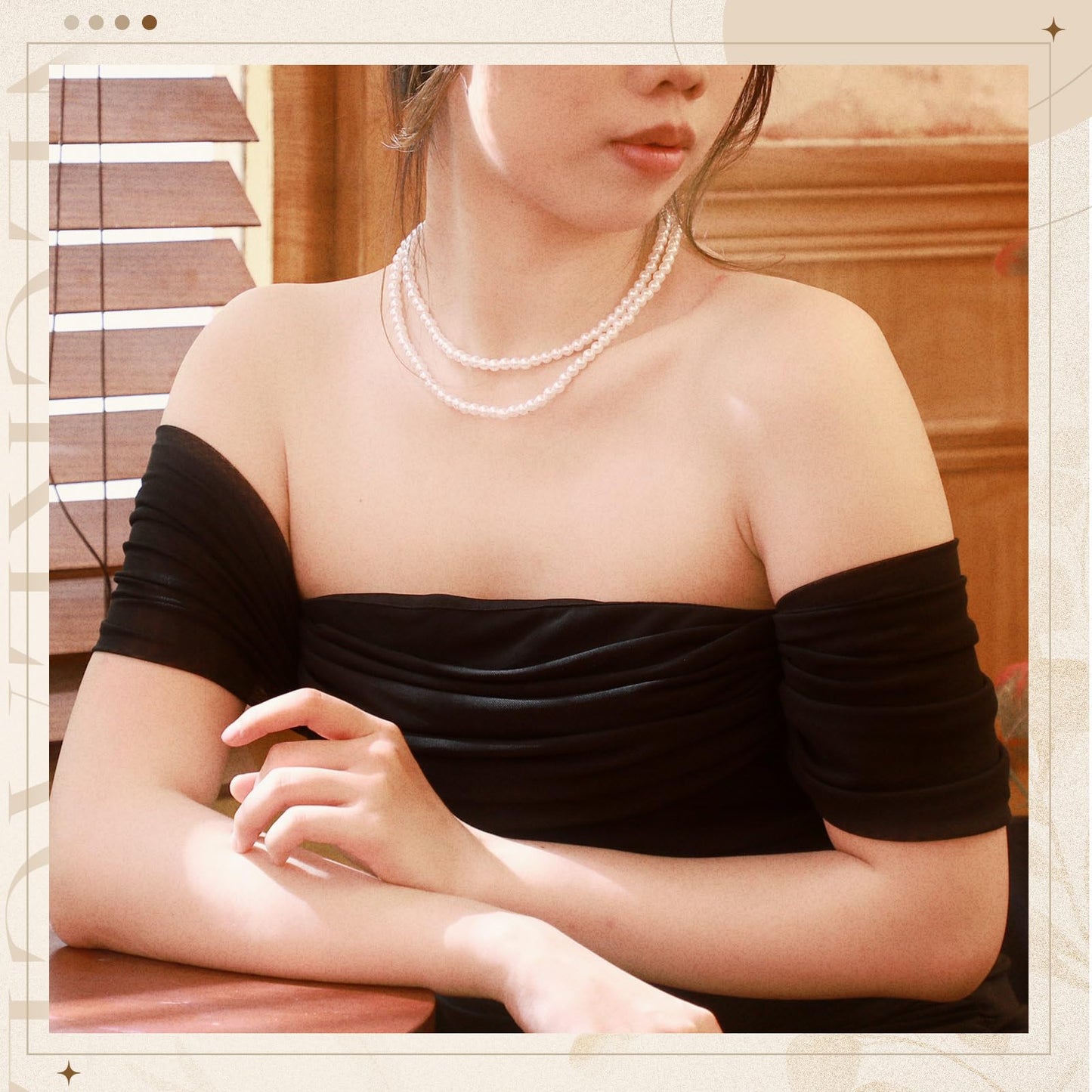 Aurelema 2 Pack Long Pearl Necklace for Women 1920s Costume Party Jewelry Faux Pearls Strand Beads for Ladies(14 Inches,6 mm,Collar,Cream White)