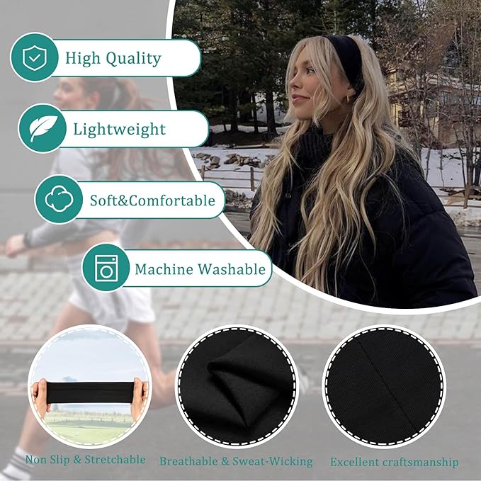 Headbands for Women Non Slip Head Bands for Women's Hair cute elastic womens headbands Soft Cotton Cloth Fashion headband for women for Daily Workout Sports Running Yoga （Red）
